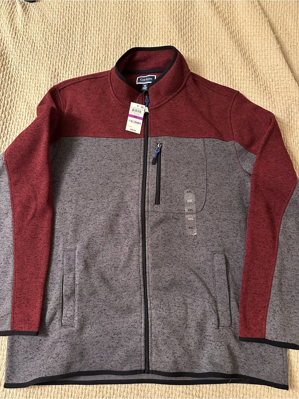 Club Room Men's Maroon & Gray Full-Zip Shirt Jacket smoke free home